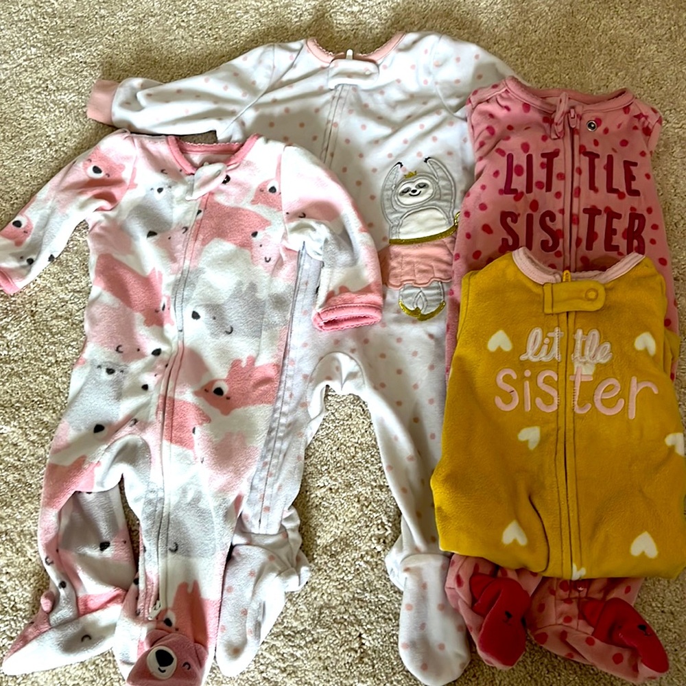 Girls winter fleece onesie bundle